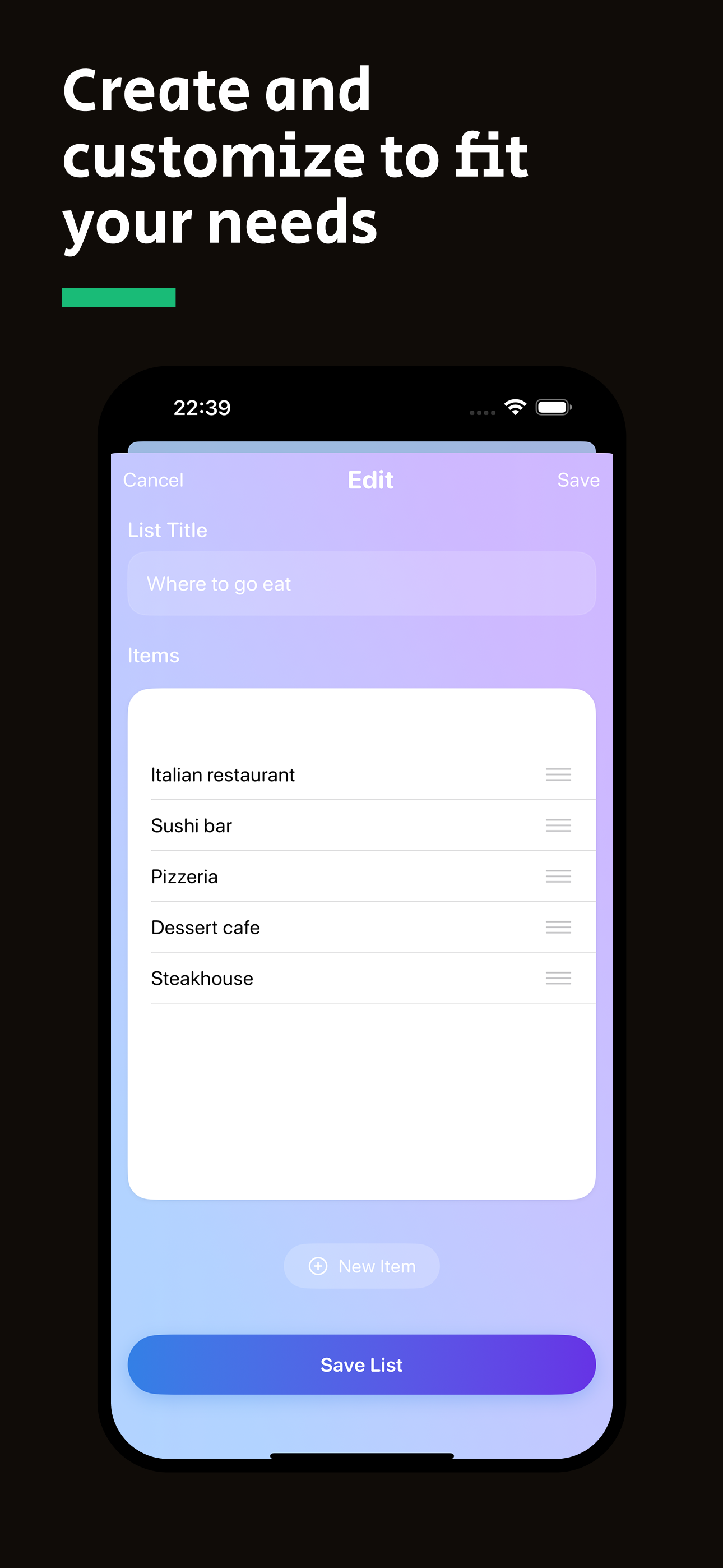 Creating a List
